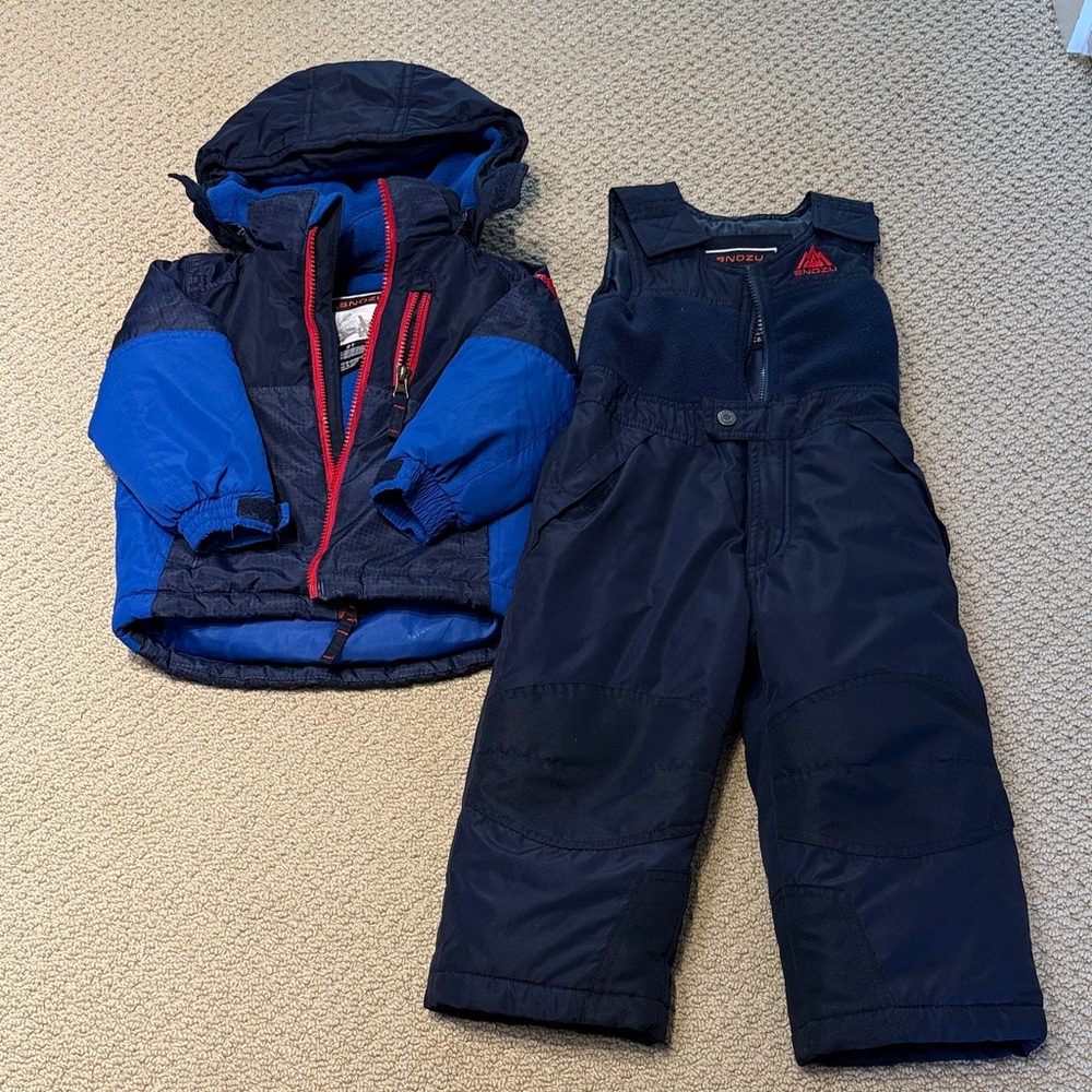 Snozu Kids Blue and Red Jacket & Snow Pants Set